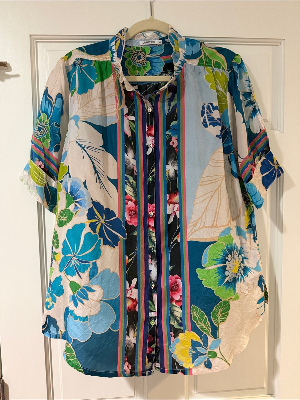 Johnny Was Teal, Blue & Green Floral Jeans